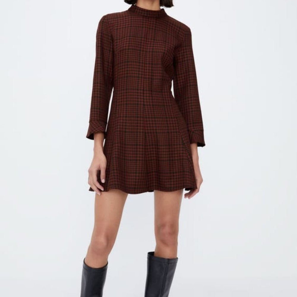 Zara Red and Black PLAID MINI DRESS